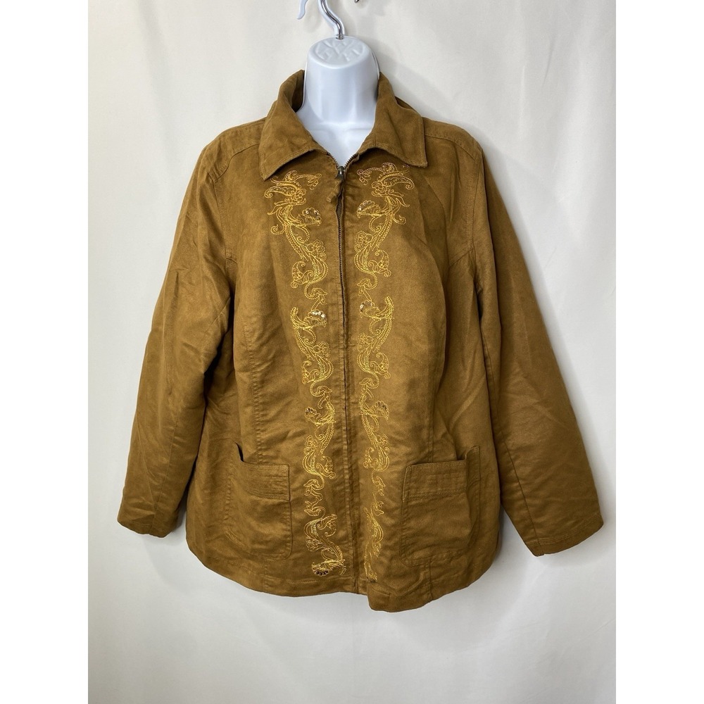 Essentials Womens Faux Suede Jacket Size 18/20 W Western‎ Country Boho Hippie